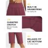 image:imagebaleaf Womens Bermuda Shorts 12 Long Knee Length Running Athletic High Waist Zipper Pocket Quick Dry Loose FitWine Red