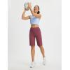 image:imagebaleaf Womens Bermuda Shorts 12 Long Knee Length Running Athletic High Waist Zipper Pocket Quick Dry Loose FitWine Red