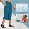 image:imagebaleaf Womens Capri Pants Wide Leg Plus Size UPF50 Lightweight Quick Dry Pants Casual Loose Sweatpants Hiking WalkingBlue