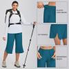 image:imagebaleaf Womens Capri Pants Wide Leg Plus Size UPF50 Lightweight Quick Dry Pants Casual Loose Sweatpants Hiking WalkingBlue