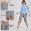 image:imagebaleaf Womens Capri Pants Wide Leg Plus Size UPF50 Lightweight Quick Dry Pants Casual Loose Sweatpants Hiking WalkingGray