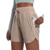image:imagebaleaf Womens 5 Workout Shorts Athletic Running Shorts High Waisted with Zipper Pocket Gym Quick Dry Hiking SportsKhaki