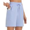 image:imagebaleaf Womens 7 Athletic Shorts Quick Dry Running Workout Lightweight High Waisted Long Shorts with PocketsLight Blue