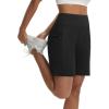 image:imagebaleaf Womens 7 Bermuda Shorts Athletic Running Long Shorts High Waisted with Zipper Pockets Workout Gym Hiking ShortsBlack