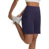 image:imagebaleaf Womens 7 Bermuda Shorts Athletic Running Long Shorts High Waisted with Zipper Pockets Workout Gym Hiking ShortsNavy