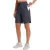 image:imagebaleaf Womens 9 Bermuda Knee Length Athletic Running Long Shorts with Pockets Quick Dry Shorts High Waisted UPF 50Dark Gray