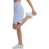 image:imagebaleaf Womens Bermuda Long Shorts 9 Knee Length Athletic Running Shorts with Zip Pockets Stretch Loose Summer UPF 50Light Blue