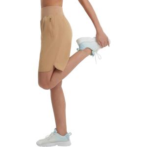 image:imagebaleaf Womens Bermuda Long Shorts 9 Knee Length Athletic Running Shorts with Zip Pockets Stretch Loose Summer UPF 50Brown