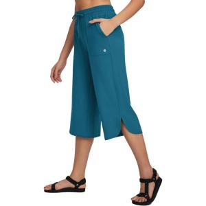 image:imagebaleaf Womens Capri Pants Wide Leg Plus Size UPF50 Lightweight Quick Dry Pants Casual Loose Sweatpants Hiking WalkingBlue