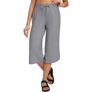 image:imagebaleaf Womens Capri Pants Wide Leg Plus Size UPF50 Lightweight Quick Dry Pants Casual Loose Sweatpants Hiking WalkingGray