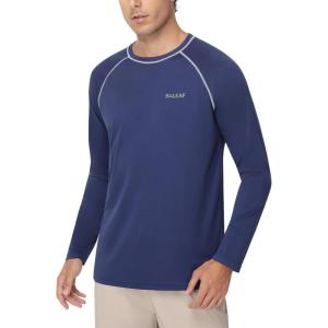 image:imagebaleaf Mens Sun Protection Shirts UV SPF UPF 50 Long Sleeve Rash Guard Fishing Running Quick Dry LightweightCerulean Trace