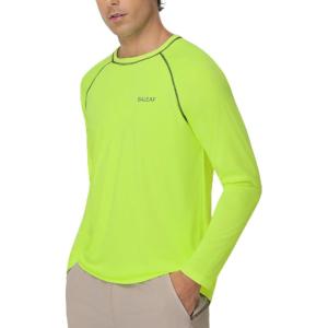 image:imagebaleaf Mens Sun Protection Shirts UV SPF UPF 50 Long Sleeve Rash Guard Fishing Running Quick Dry LightweightNeon Edge