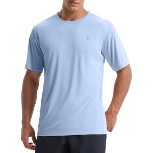 image:imagebaleaf Mens UPF 50 Sun Protection Shirts UV SPF Short Sleeve TShirts Rash Guard Quick Dry Lightweight Hiking AthleticLight Blue