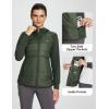 image:imagebaleaf Womens Running Winter Jacket with Hood Warm Lightweight Insulated Hybrid Jackets Puffer Zip Pockets Hiking SkiingArmy Green