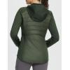 image:imagebaleaf Womens Running Winter Jacket with Hood Warm Lightweight Insulated Hybrid Jackets Puffer Zip Pockets Hiking SkiingArmy Green