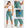 image:imagebaleaf Womens 15 Hiking Shorts Long Bermuda Cargo Below The Knee Capris Lightweight Quick Dry Elastic Waist for Casual15inmisty Green