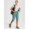 image:imagebaleaf Womens 15 Hiking Shorts Long Bermuda Cargo Below The Knee Capris Lightweight Quick Dry Elastic Waist for Casual15inmisty Green