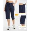image:imagebaleaf Womens 15 Hiking Shorts Long Bermuda Cargo Below The Knee Capris Lightweight Quick Dry Elastic Waist for Casual17innavy Blue