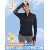 image:imagebaleaf Womens Sun Shirts UPF 50 Lightweight Running Jacket UV Protection Athletic Full Zip Long Sleeve PocketsBlack