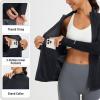 image:imagebaleaf Womens Sun Shirts UPF 50 Lightweight Running Jacket UV Protection Athletic Full Zip Long Sleeve PocketsBlack