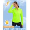 image:imagebaleaf Womens Sun Shirts UPF 50 Lightweight Running Jacket UV Protection Athletic Full Zip Long Sleeve PocketsFluorescent Green