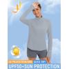 image:imagebaleaf Womens Sun Shirts UPF 50 Lightweight Running Jacket UV Protection Athletic Full Zip Long Sleeve PocketsLight Gray