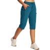 image:imagebaleaf Womens 15 Hiking Shorts Long Bermuda Cargo Below The Knee Capris Lightweight Quick Dry Elastic Waist for Casual15inblue