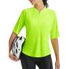 image:imagebaleaf Womens Cycling Jersey Half Sleeve Bike Shirts Quick Dry Half Zip Biking Tops UPF 50 Pockets Workout Runing HikingFluorescent Green