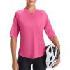image:imagebaleaf Womens Cycling Jersey Half Sleeve Bike Shirts Quick Dry Half Zip Biking Tops UPF 50 Pockets Workout Runing HikingPink