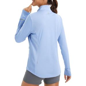image:imagebaleaf Womens Sun Shirts UPF 50 Lightweight Running Jacket UV Protection Athletic Full Zip Long Sleeve PocketsLight Blue