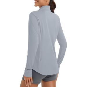 image:imagebaleaf Womens Sun Shirts UPF 50 Lightweight Running Jacket UV Protection Athletic Full Zip Long Sleeve PocketsLight Gray