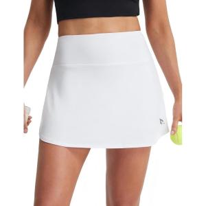 image:imagebaleaf 14 Tennis Skirt for Women Golf Skorts with Shorts Pockets High Waisted Athletic Workout Running SkirtsWhite
