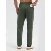 image:imagebaleaf Mens Fleece Lined Pants Waterproof Sweatpants with 3 Pockets Open Bottom Winter Thermal Athletic PantsArmy Green