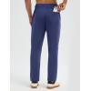 image:imagebaleaf Mens Fleece Lined Pants Waterproof Sweatpants with 3 Pockets Open Bottom Winter Thermal Athletic PantsNavy Blue