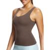image:imagebaleaf Freeleaf Longline Sports Bras for Women Wirefree 3D Molded Cup Tank Tops Medium Impact Yoga Workout Running Bra Dark Brown LXL