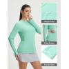 image:imagebaleaf Womens Sun Shirts UPF 50 UV Shirt Mesh Back Lightweight Long Sleeve Tops Breathable SPF Hoodie for HikingLight Green