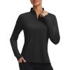 image:imagebaleaf Womens Long Sleeve Cycling Jersey Quarter Zip Workout Shirts Quick Dry Sun Protection Athletic Shirt PocketsBlack