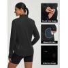 image:imagebaleaf Womens Long Sleeve Cycling Jersey Quarter Zip Workout Shirts Quick Dry Sun Protection Athletic Shirt PocketsBlack