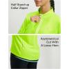 image:imagebaleaf Womens Long Sleeve Cycling Jersey Quarter Zip Workout Shirts Quick Dry Sun Protection Athletic Shirt PocketsFluorescent Green