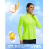 image:imagebaleaf Womens Long Sleeve Cycling Jersey Quarter Zip Workout Shirts Quick Dry Sun Protection Athletic Shirt PocketsFluorescent Green