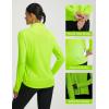 image:imagebaleaf Womens Long Sleeve Cycling Jersey Quarter Zip Workout Shirts Quick Dry Sun Protection Athletic Shirt PocketsFluorescent Green