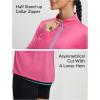 image:imagebaleaf Womens Long Sleeve Cycling Jersey Quarter Zip Workout Shirts Quick Dry Sun Protection Athletic Shirt PocketsPink