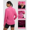 image:imagebaleaf Womens Long Sleeve Cycling Jersey Quarter Zip Workout Shirts Quick Dry Sun Protection Athletic Shirt PocketsPink
