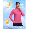 image:imagebaleaf Womens Long Sleeve Cycling Jersey Quarter Zip Workout Shirts Quick Dry Sun Protection Athletic Shirt PocketsPink