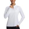 image:imagebaleaf Womens Long Sleeve Cycling Jersey Quarter Zip Workout Shirts Quick Dry Sun Protection Athletic Shirt PocketsWhite