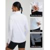 image:imagebaleaf Womens Long Sleeve Cycling Jersey Quarter Zip Workout Shirts Quick Dry Sun Protection Athletic Shirt PocketsWhite