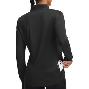 image:imagebaleaf Womens Long Sleeve Cycling Jersey Quarter Zip Workout Shirts Quick Dry Sun Protection Athletic Shirt PocketsBlack