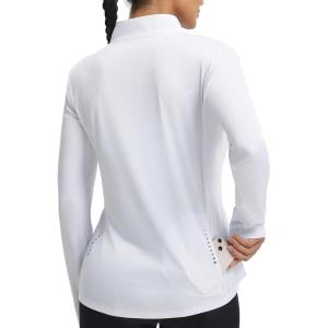 image:imagebaleaf Womens Long Sleeve Cycling Jersey Quarter Zip Workout Shirts Quick Dry Sun Protection Athletic Shirt PocketsWhite