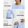 image:imagebaleaf Womens UPF 50 Long Sleeve Sun Shirts Crop Rash Guard UV Workout Tops SPF Slim Fit Lightweight Athletic HikingLight Blue