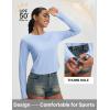 image:imagebaleaf Womens UPF 50 Long Sleeve Sun Shirts Crop Rash Guard UV Workout Tops SPF Slim Fit Lightweight Athletic HikingLight Blue